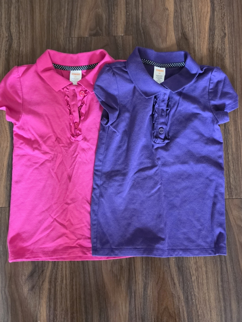 Gymboree Girls Polo Tops in Hot Pink and Purple - Ruffle Placket